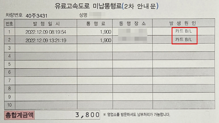 고속도로-통행료-미납