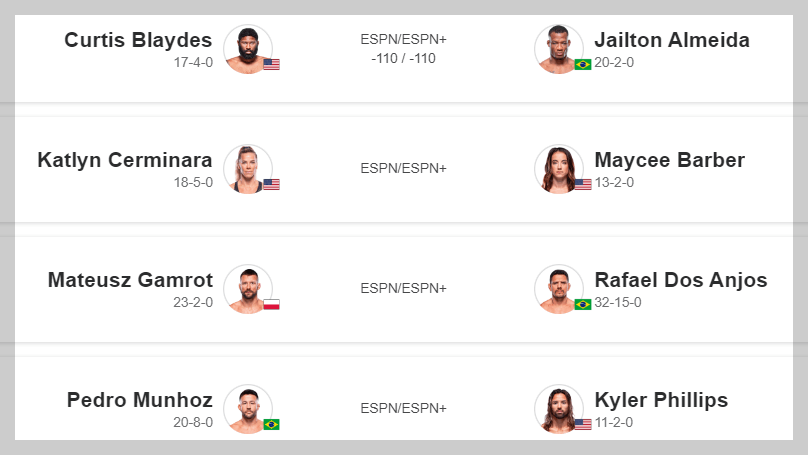 ufc 299 언더카드