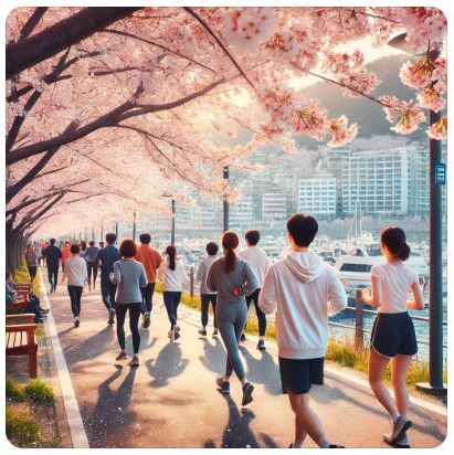 부산 바닷가 벗꽃 길 이미지