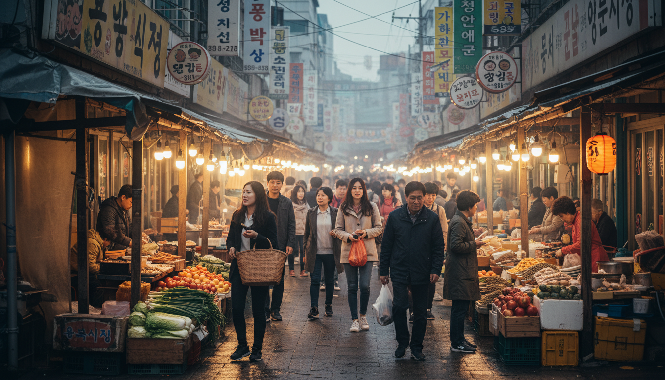 용답동 전통시장 상점가의 모습