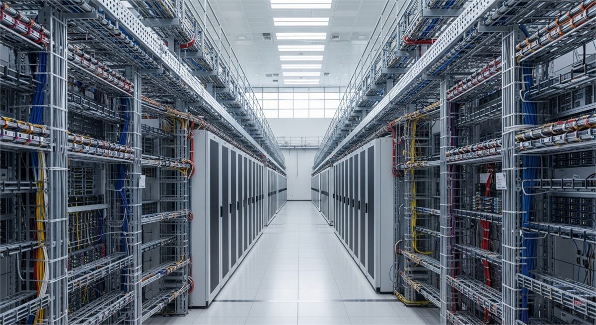대규모 AI 데이터센터 서버실 전경 