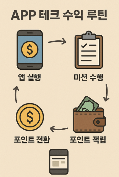 앱테크 수익 루틴 인포그래픽