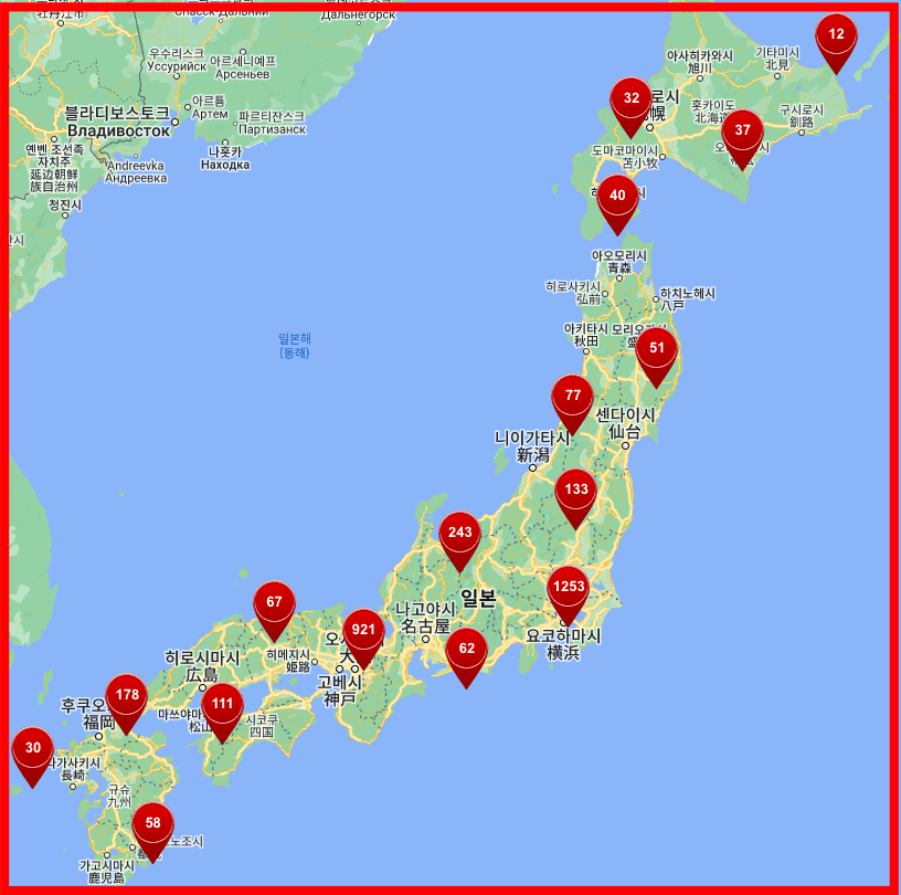 일본 지도보기 한글 버전