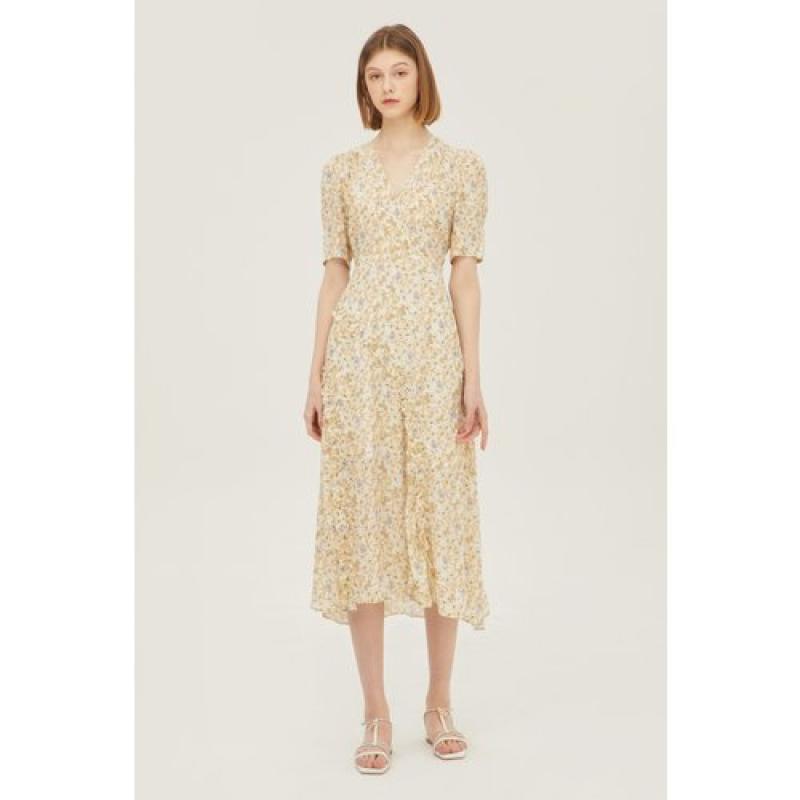 시슬리 실키 프린트 프릴 원피스 SAOP37231