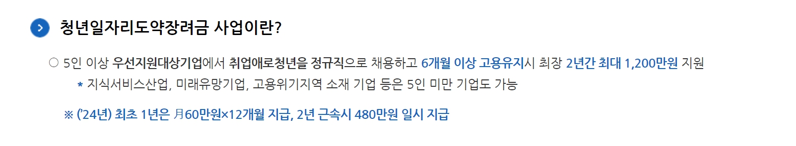 청년일자리도약장려금 사업이란?