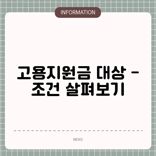 고용지원금 대상 - 조건 살펴보기
