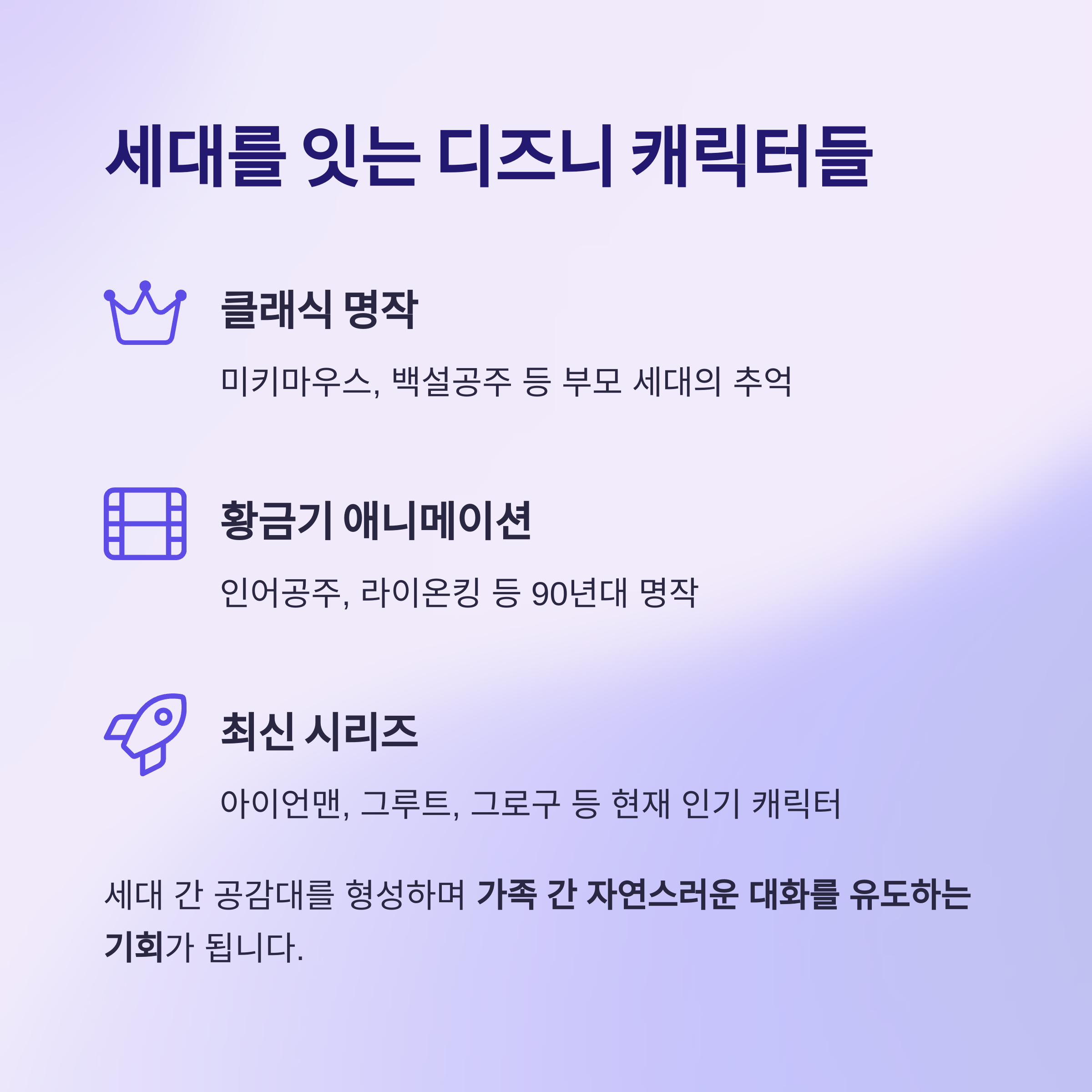 세대를 잇는 디즈니 캐릭터