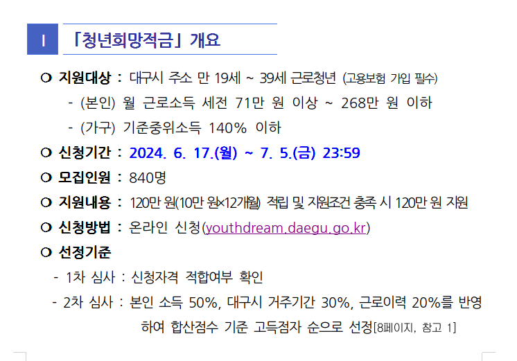 청년희망적금 개요