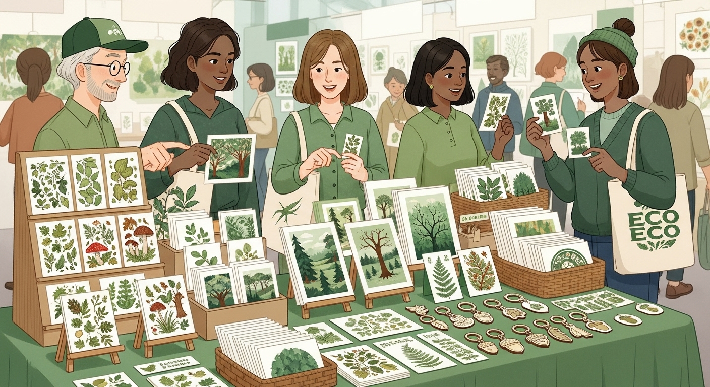 부산일러스트레이션페어에서 작가 부스에 진열된 아기자기한 일러스트 굿즈들을 구경하는 사람들