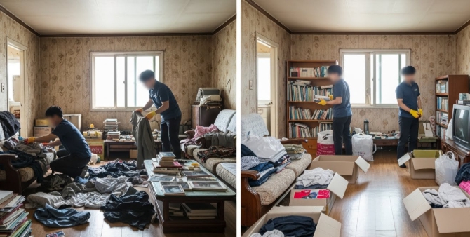 홍천 고독사 청소 후 정리중