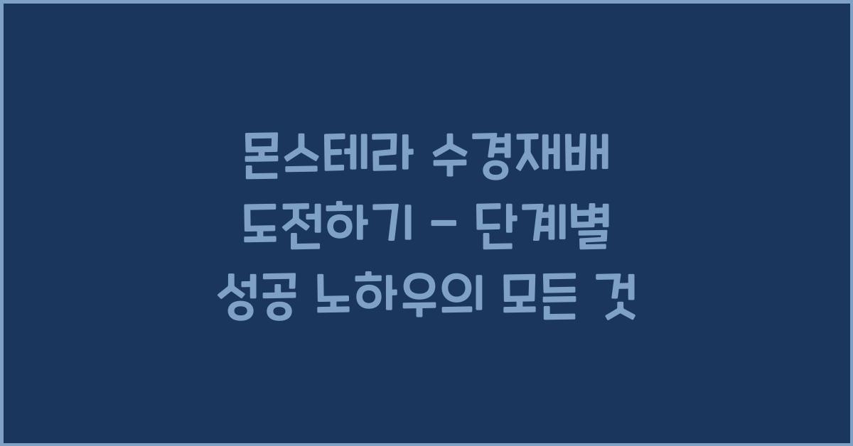 몬스테라 수경재배 도전하기 - 단계별 성공 노하우