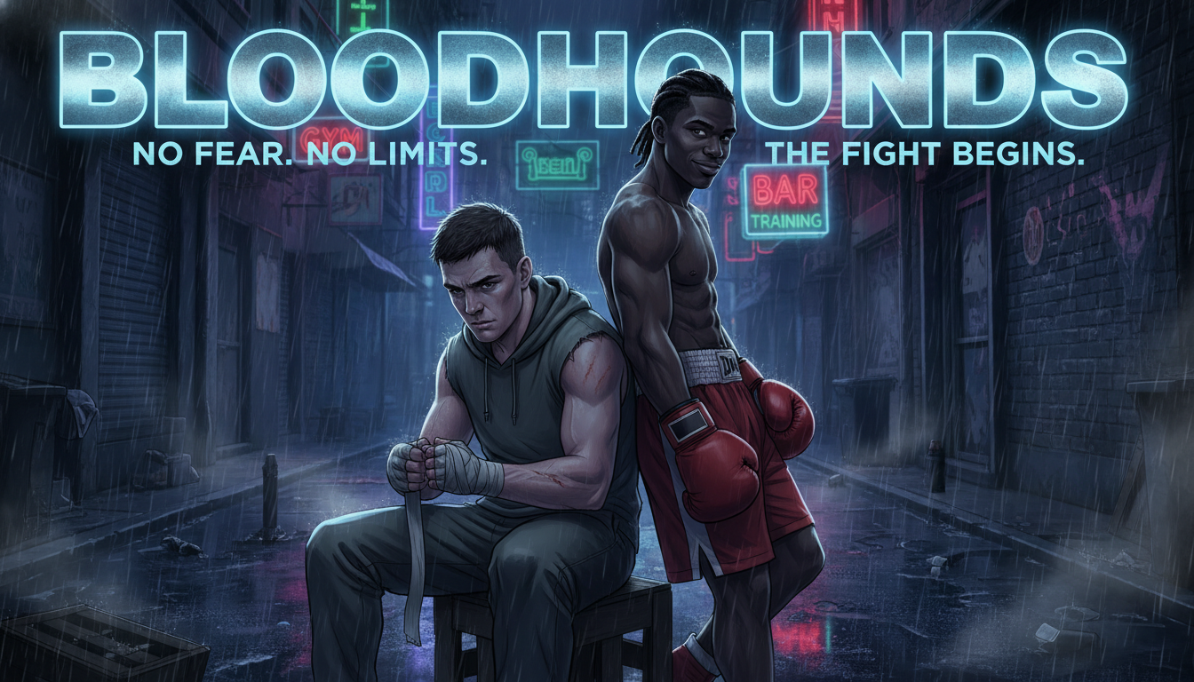 넷플릭스 사냥개들 시즌2 건우와 우진의 뒷골목 복싱 액션을 나타내는 시네마틱 포스터 이미지