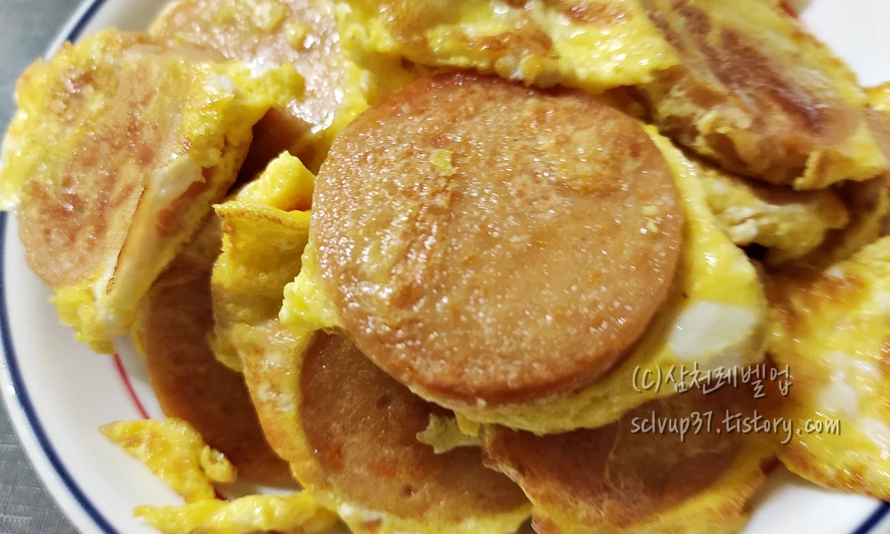 계란을 입힌 동원 야채 소세지