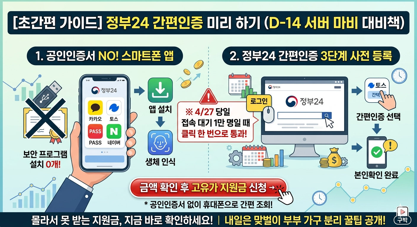 [D-14] 고유가 지원금 신청 당일 '서버 다운' 피하려면? 정부24 간편인증 미리 설정하기