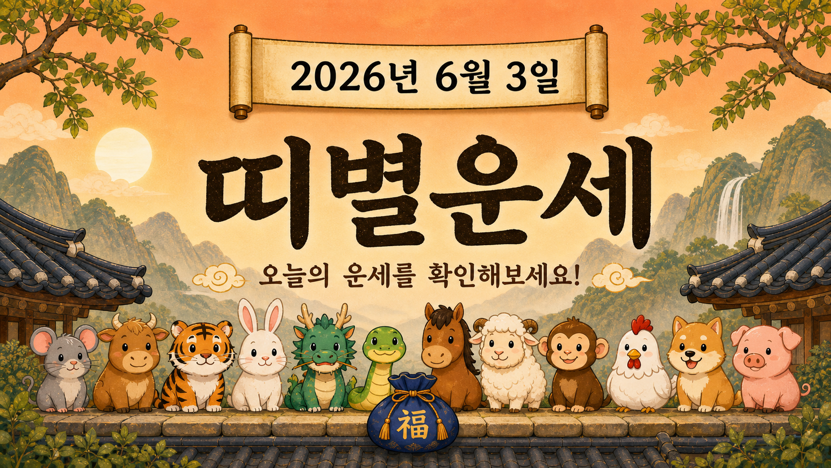 2026년 6월 3일 띠별운세 무료 보기 만세력 2D 이미지