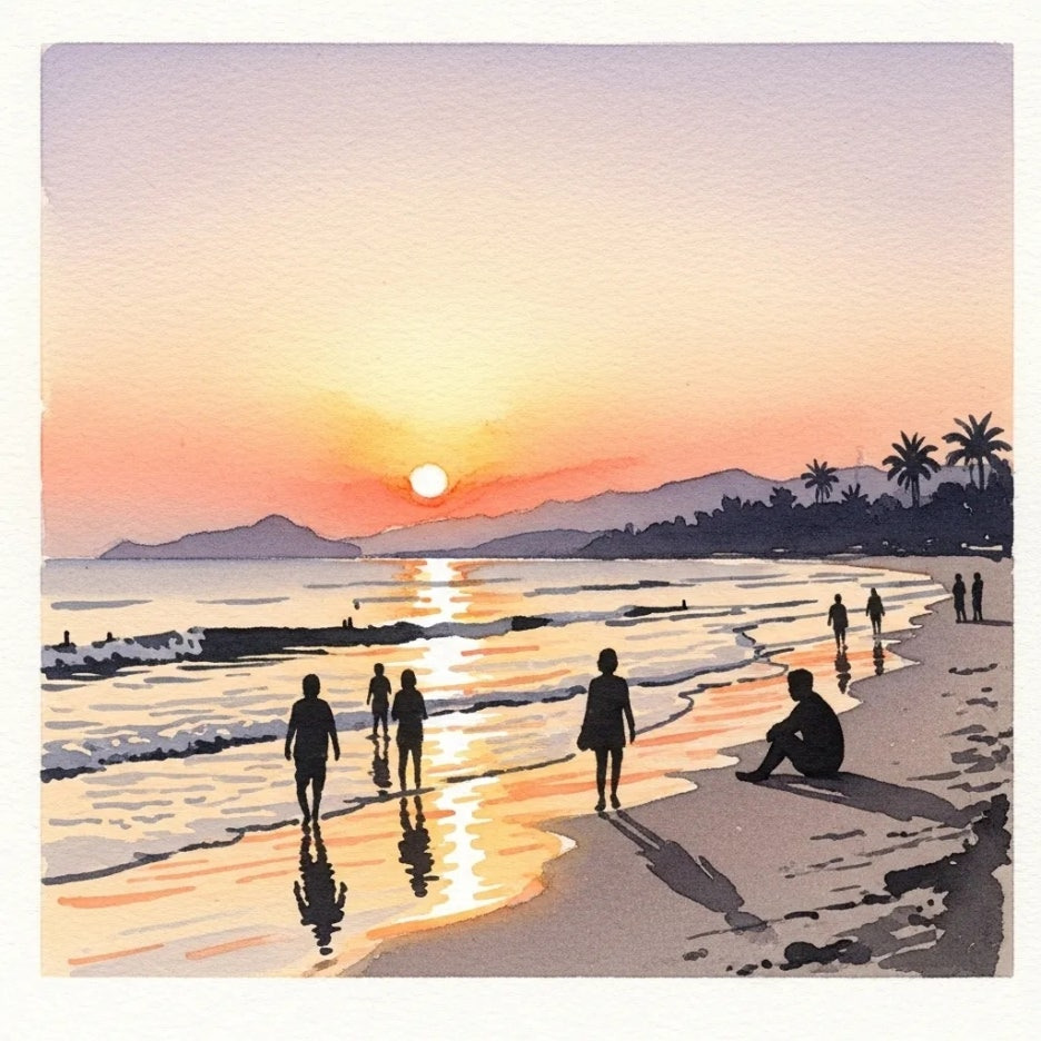 마나도 해변에서 바라보는 아름다운 석양