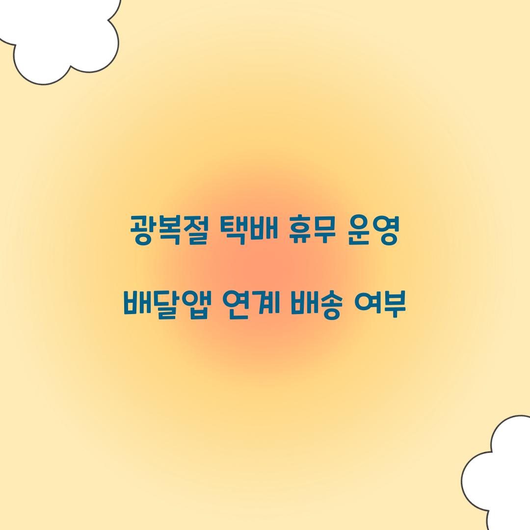 광복절 택배 휴무 운영 배달앱 연계 배송 여부