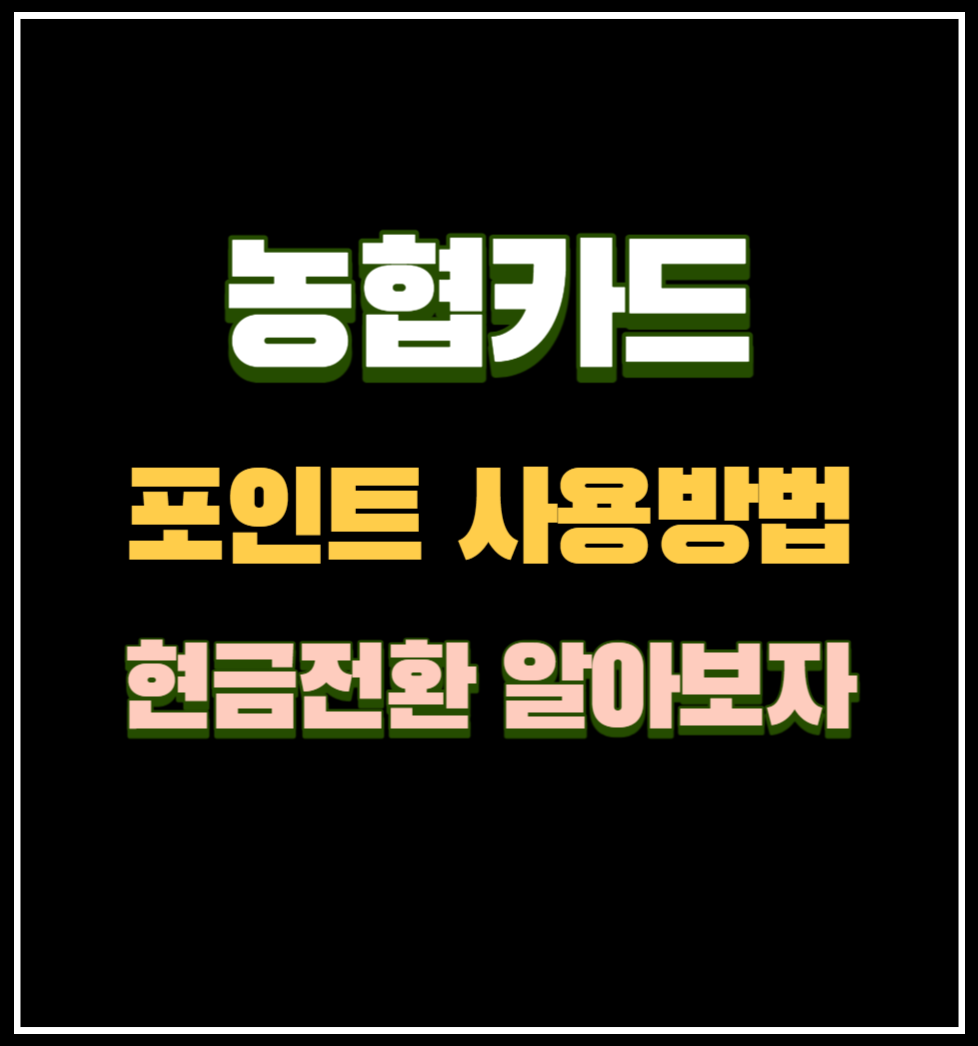 농협카드 포인트 사용방법 및 현금전환 알아보기