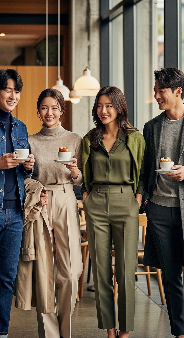 톤온톤 스타일링으로 깔끔하게 매치된 컬러 조합 예시