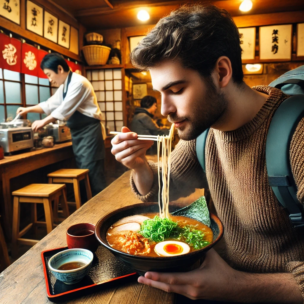 일본여행중 라멘먹는 사진