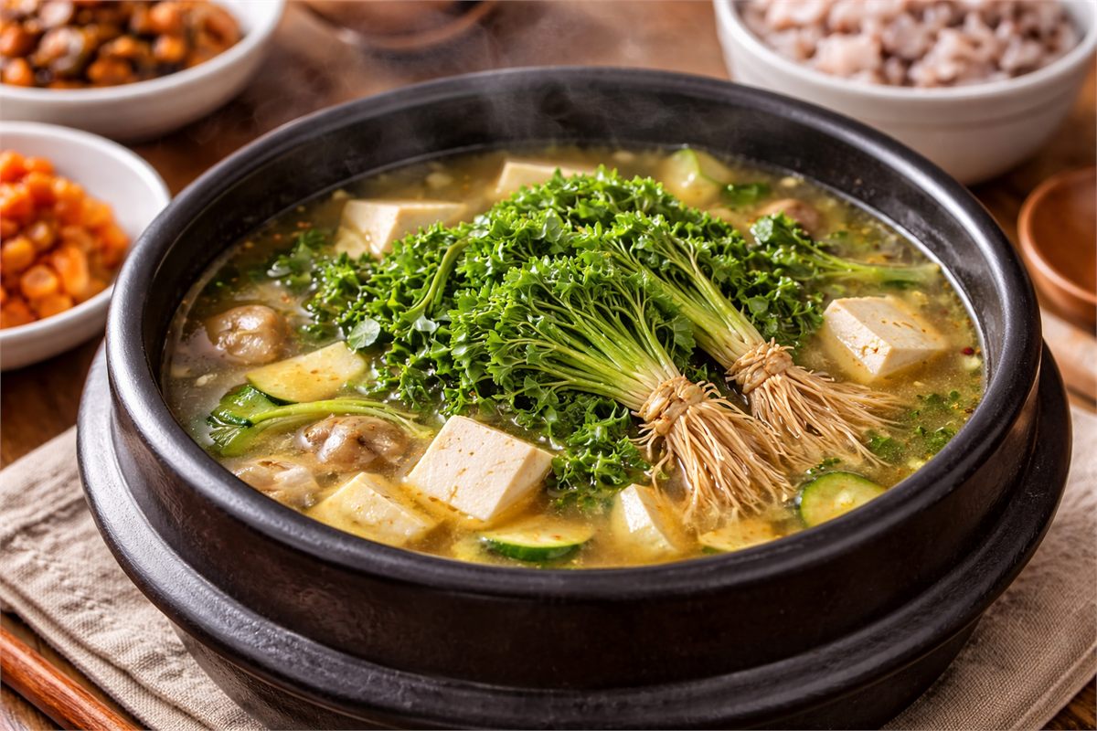 따뜻하게 끓인 냉이된장국 한 그릇 