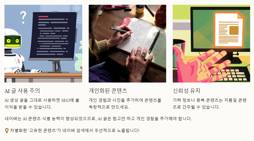 고유한 콘텐츠 작성