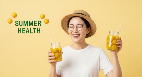 매실 음료로 여름을 즐기며 건강을 챙기는 표정
