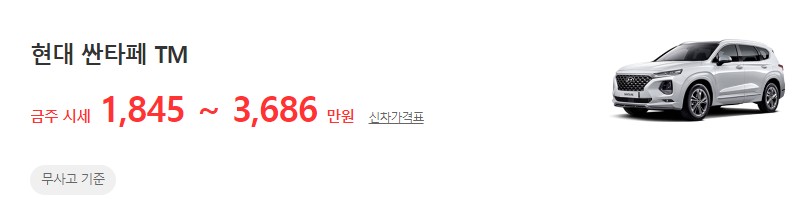 싼타파TM 중고차 평균 시세