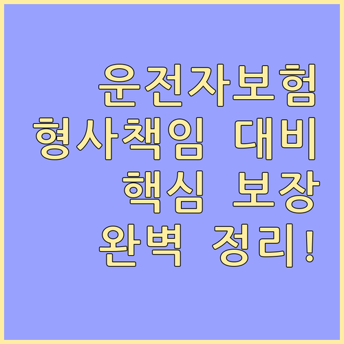 운전자보험: 형사 책임 대비, 핵심 ..