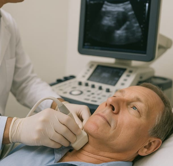 갑상선검사받고있는중년남성