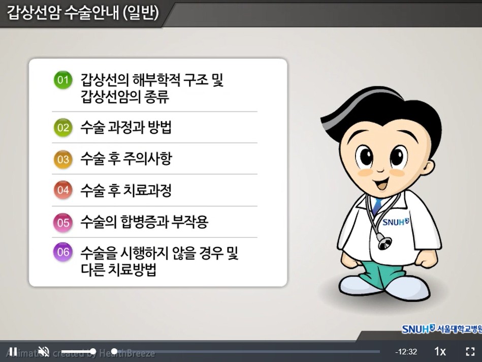 갑상선암 수술안내 동영상 이미지