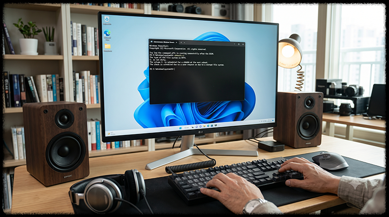 Windows 11 관리자 터미널에서 chkntfs 명령으로 CHKDSK 자동 검사 상태를 확인하는 모습