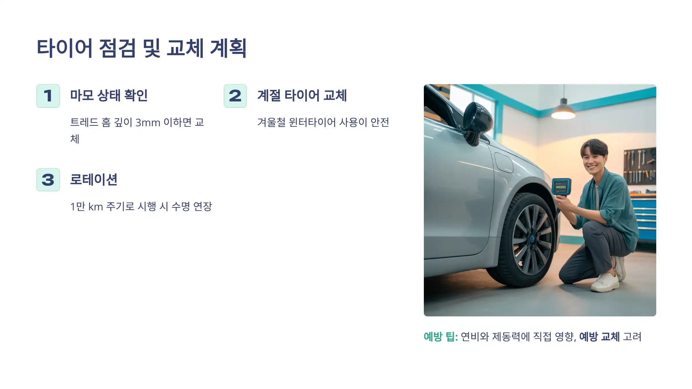 타이어 점검 및 교체 계획