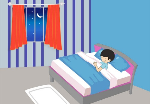 남자아이가 자고 있는 모습