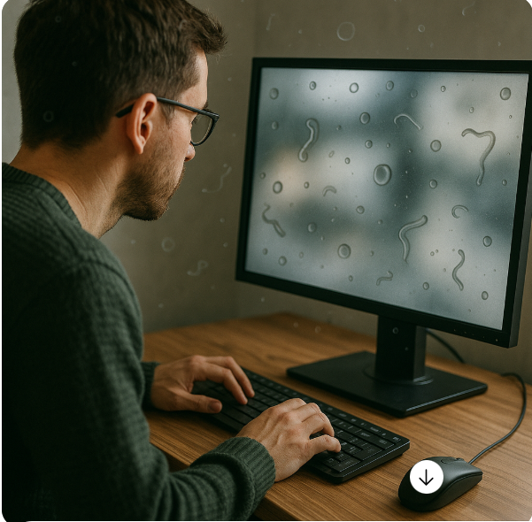 비문증과 컴퓨터작업에 대한 사진