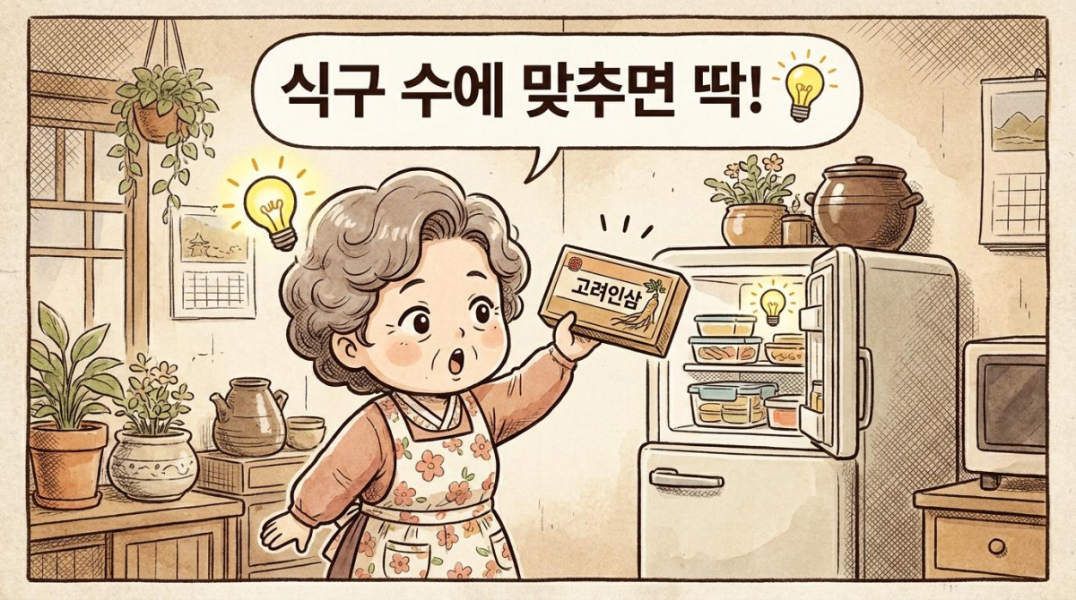 방문 가족 수와 냉장고 여유 공간에 맞춰 완벽한 선물을 고르고 유레카를 외치는 한국 고전 만화 캐릭터
