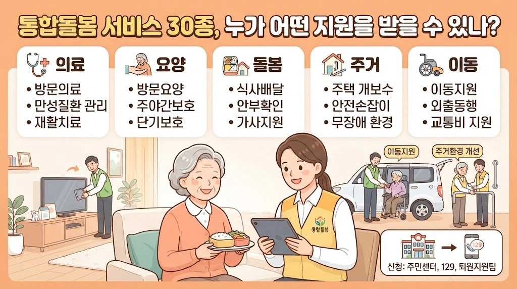 통합돌봄 서비스 30종, 누가 어떤 지원을 받을 수 있나