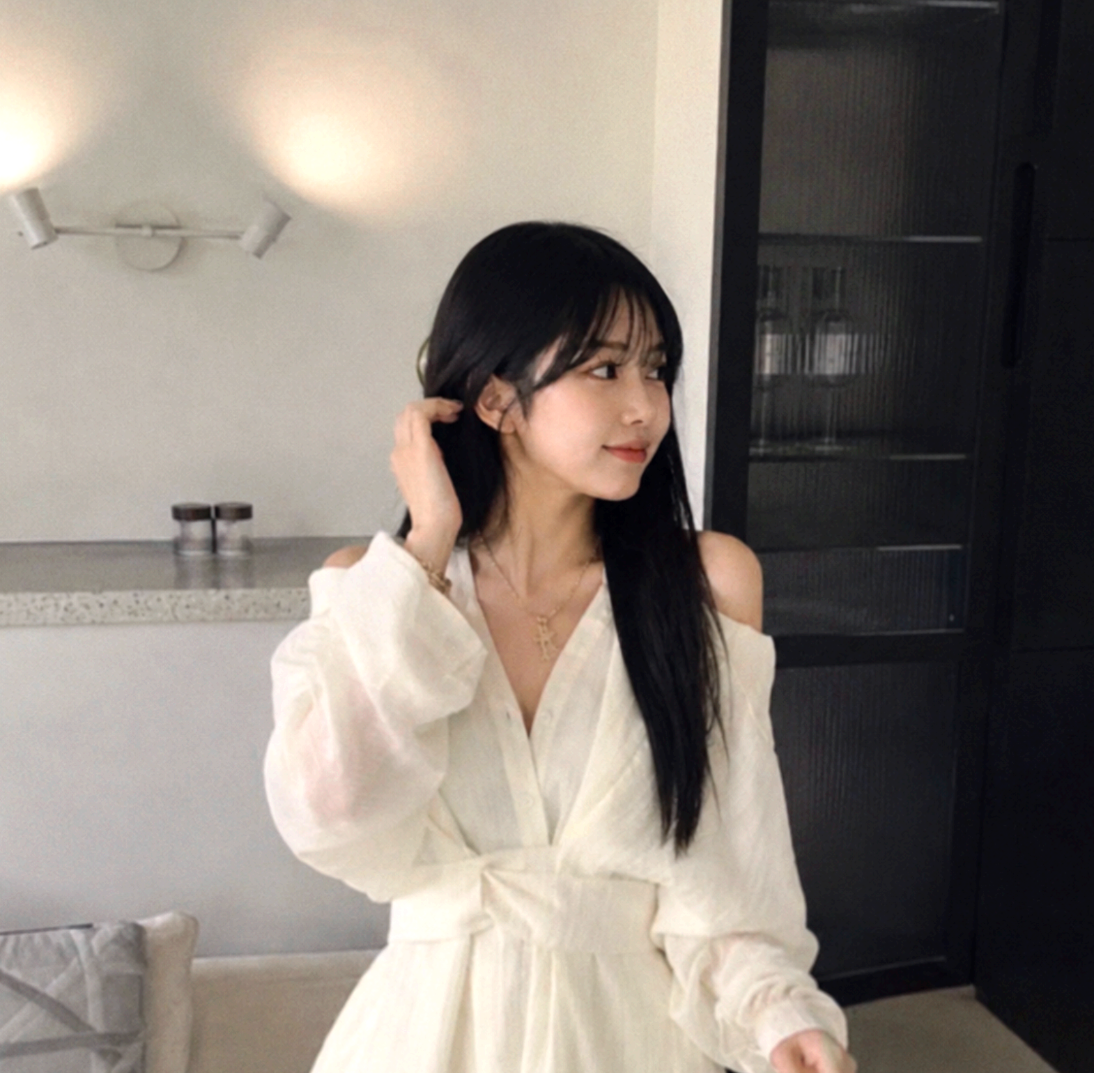 루나모드 오프숄더 원피스 세트 솔직 후기 (숏팬츠 내장)
