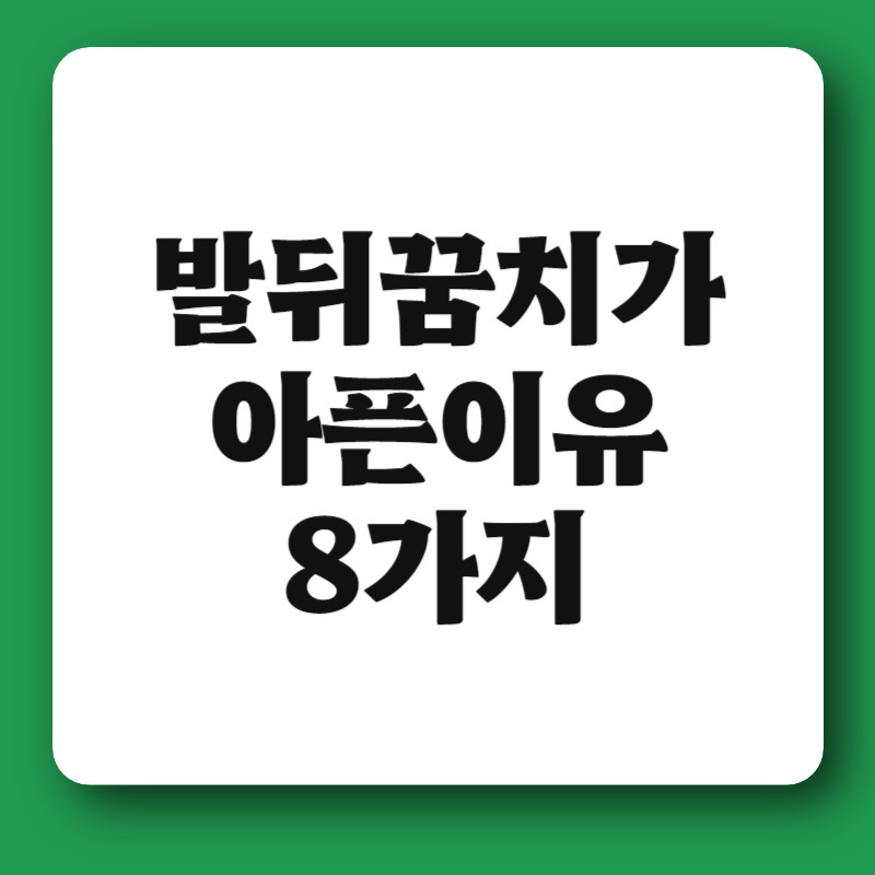 발뒤꿈치가 아픈이유