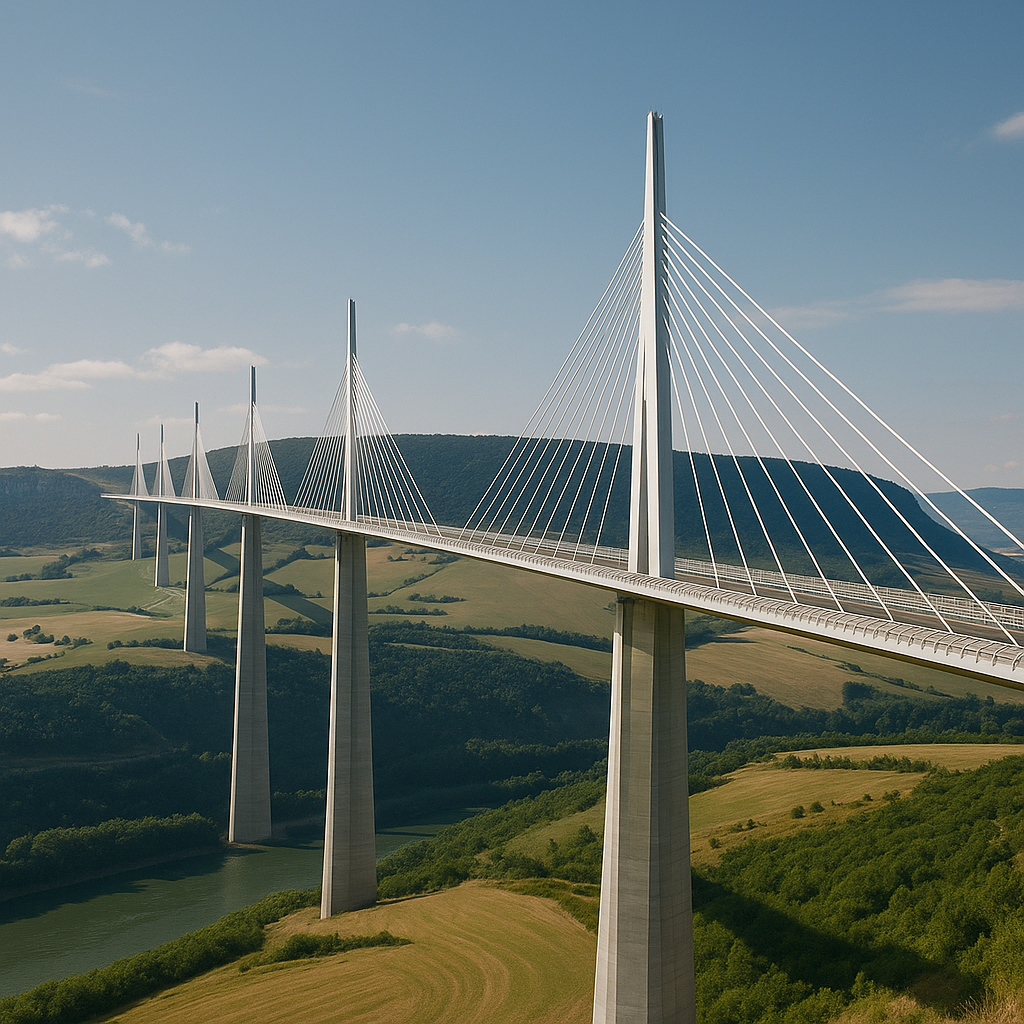 2. 밀라우 고가교 (Millau Viaduct, 프랑스) – 하늘 위의 다리