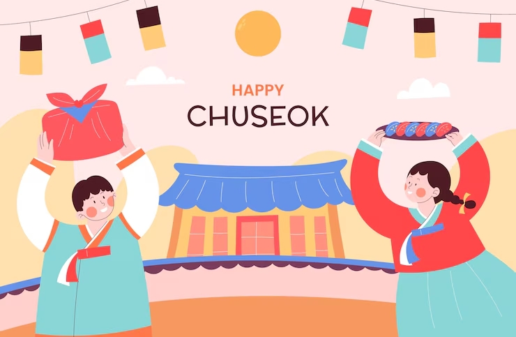 한국의 명절 추석 관련 일러스트