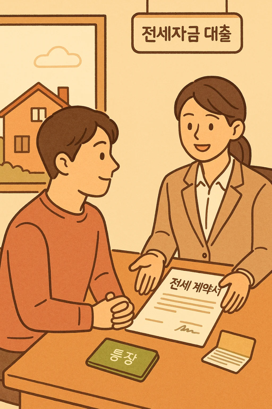 전세계약설명을듣고있는청년이미지