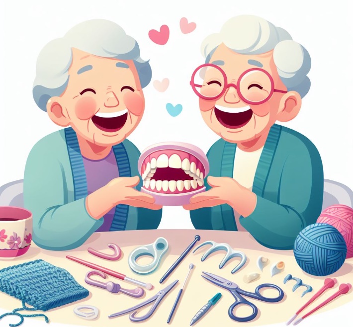 할머니와 틀니(made by Bing)