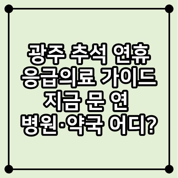 광주 추석 연휴 응급의료 가이드 – 지금 문 연 병원·약국 어디?