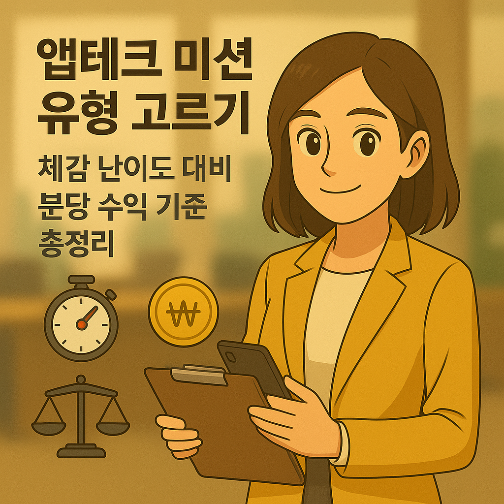 [수익 분석] 앱테크 미션 유형 고르기 ｜ 체감 난이도 대비 분당 수익 기준 총정리