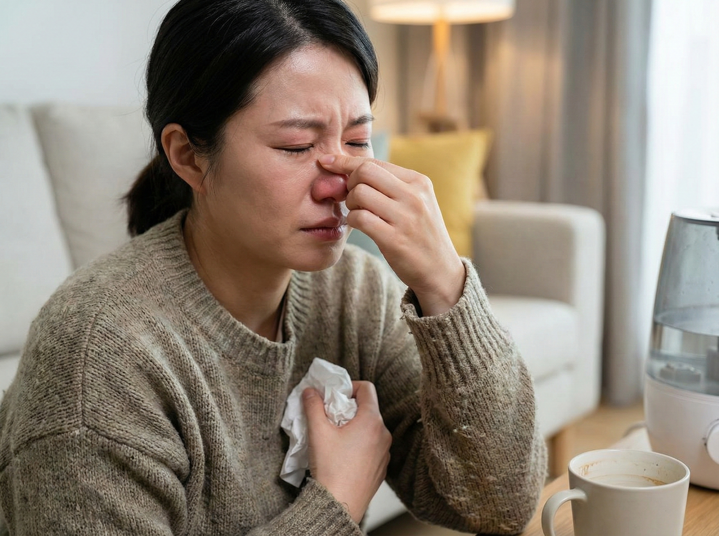 코감기, 비염 증상, 하비갑개 비대, 코 점막 부기, 코막힘 원인 염증.