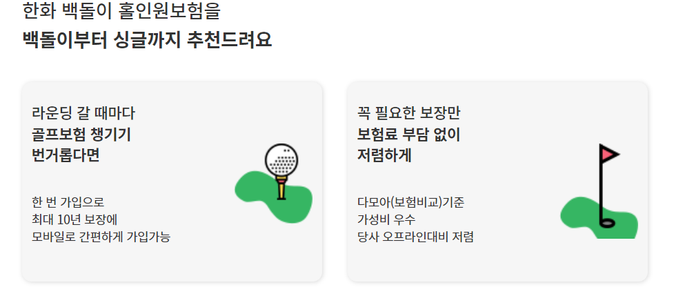 한화 백돌이 홀인원 보험에 대한 소개