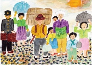 6.25때-머리에-이고-지게에-지고-피난가는-사람들-그림