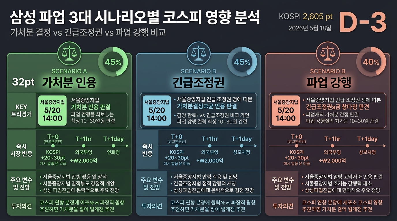삼성 파업 3대 시나리오별 코스피 영향 분석