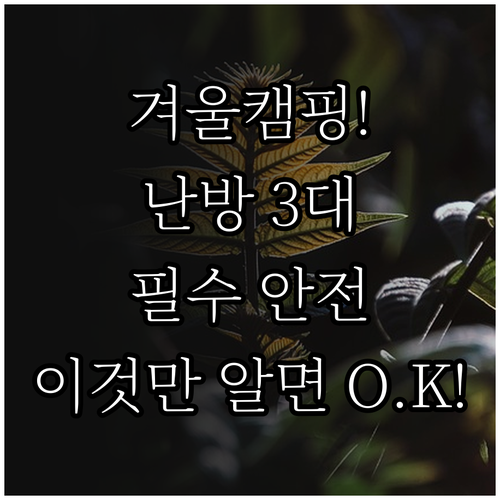 겨울 캠핑 난방 안전 3대 수칙과 장..